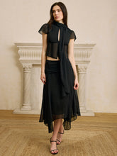 Scarf Neckline Chiffon Skirt Set